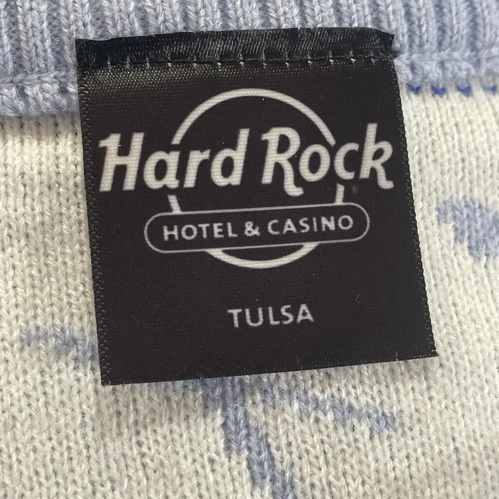 Hard Rock Hotel Casino Tulsa Sweater Men's Large Penguin Guitar Winter Theme